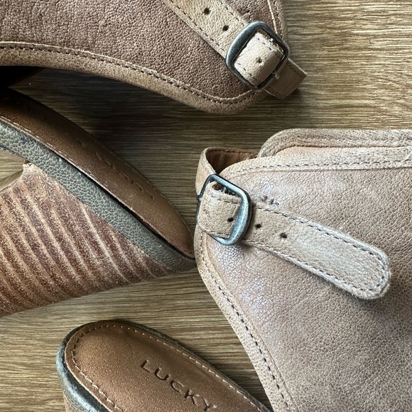Lucky Brand 🍀 Women’s Peep-Toe Taupe Slingback 4”Heeled Shootie - Picture 8 of 11